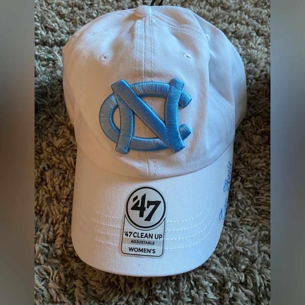47 Brand White Cap with Blue North Carolina Embroidery